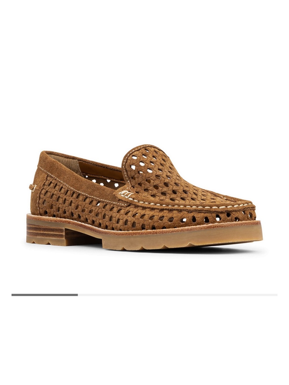 Suede Perforated Slip-On Loafers - Brown - Picture 2 of 9